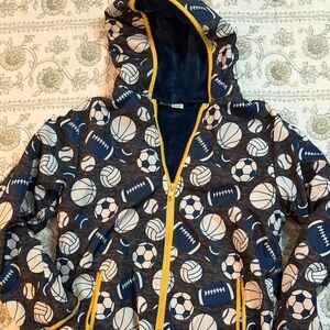 Kids Sports-Themed Hoodie - Navy and Yellow